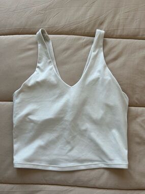 Cropped V-Neck Tank Top in Off-White